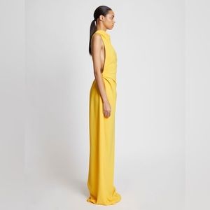PROENZA SCHOULER Open-back draped crepe yellow maxi dress